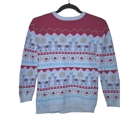 Andy & Evan  Kids Holiday Llama Hearts & Snowflakes Sweater LLAMA, Size 7 - Picture 4 of 4